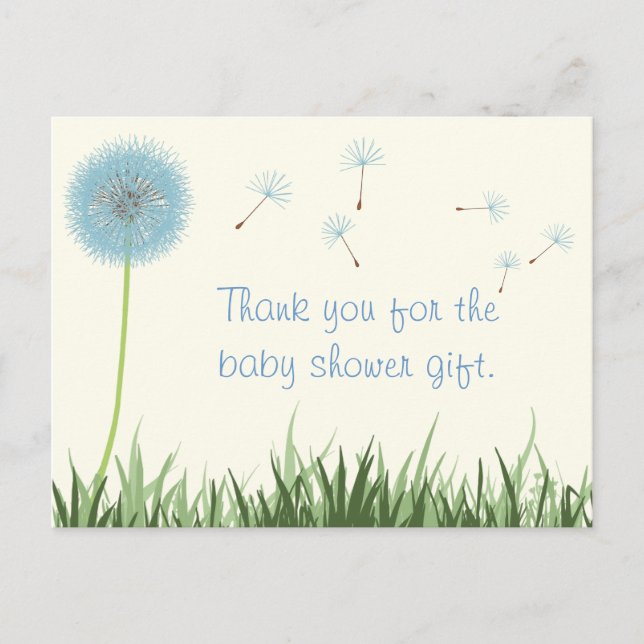 Blue Dandelion Thank You Postcard (Front)