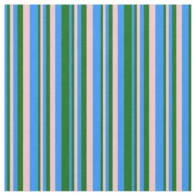 Blue, Dark Green, and Pink Coloured Pattern Fabric (Close Up)