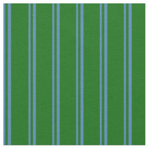 Blue & Dark Green Coloured Stripes/Lines Pattern Fabric