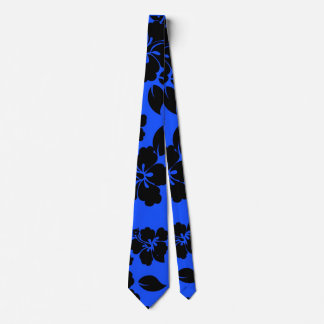 Blue Dark Hawaiian Pattern Tie