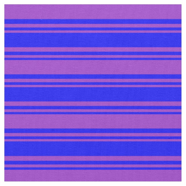Blue & Dark Orchid Lined Pattern Fabric (Close Up)
