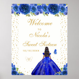 Blue Dark Skin Girl Sweet Sixteen Welcome Poster