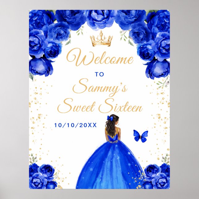 Blue Dark Skin Princess Sweet Sixteen Welcome Poster (Front)