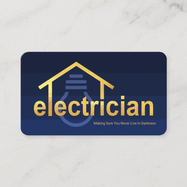 Blue Darkness Layers Gold Electrician Business Card (Front)