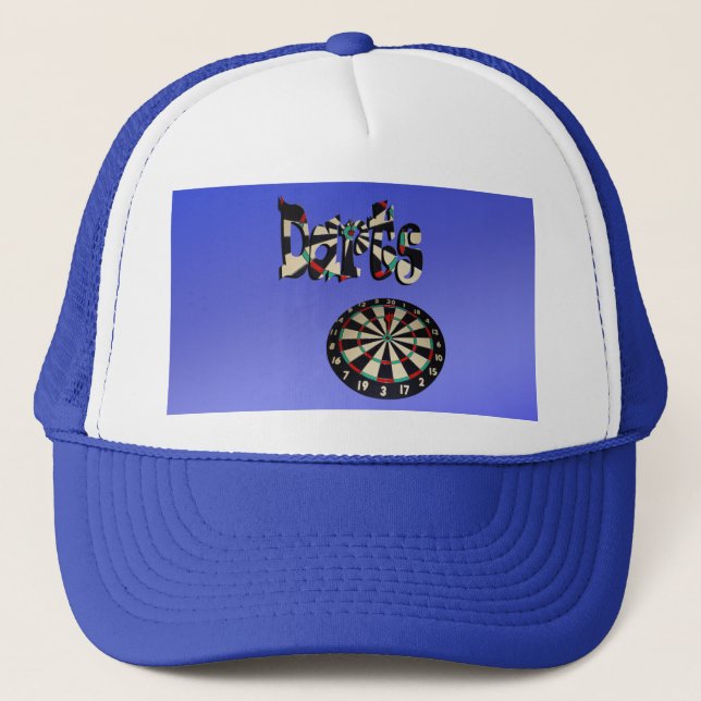 Blue Darts Logo Dartboard Design,   Trucker Hat (Front)