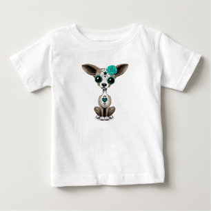 Blue Day of the Dead Sugar Skull Chihuahua Puppy Baby T-Shirt
