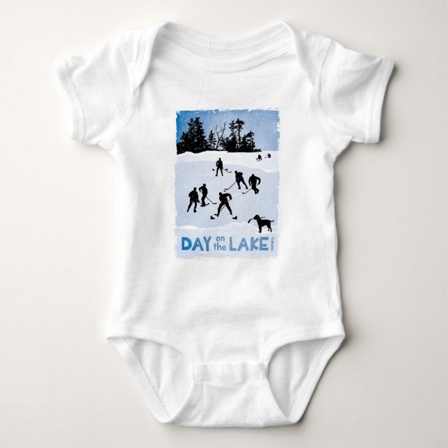 Blue Day on the Lake Hockey Infant Baby Bodysuit (Front)