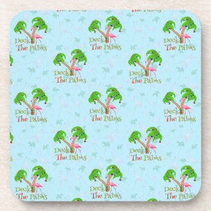 Blue Deck The Palms Tropical Christmas Santa Flami Coaster
