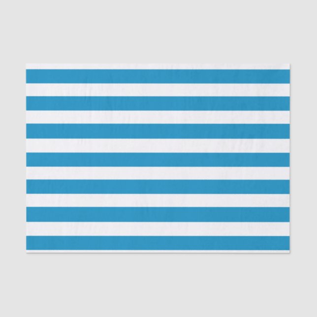 Blue Deckchair Stripes Tissue Paper (Front)