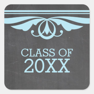 Blue Deco Chalkboard Graduation Stickers