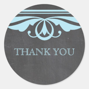 Blue Deco Chalkboard Thank You Stickers