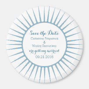 Blue Deco Retro Save the Date Magnet