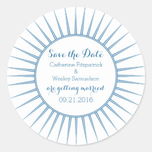 Blue Deco Retro Save the Date Stickers