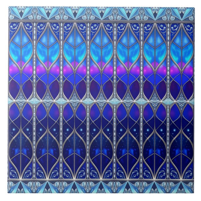 Blue Decorative Ceramic Tile (Front)