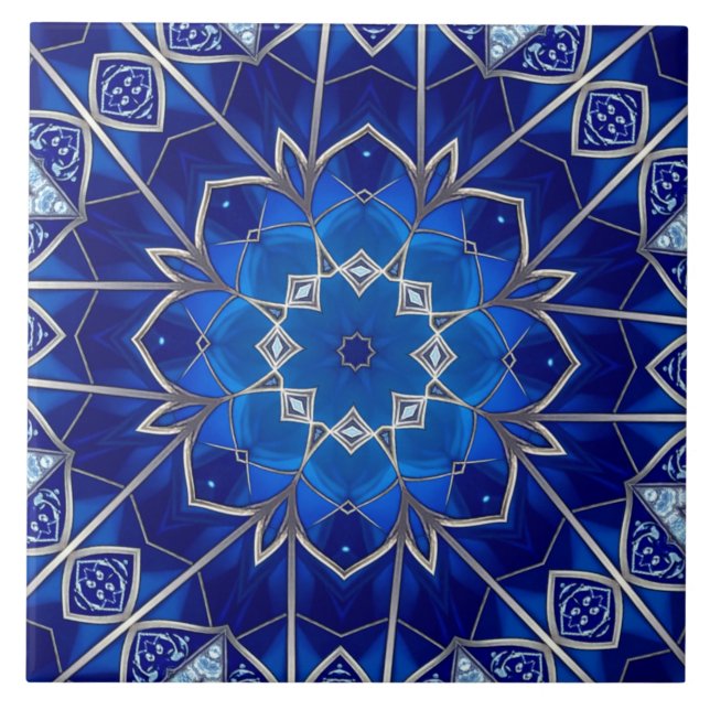 Blue Decorative Ceramic Tile (Front)