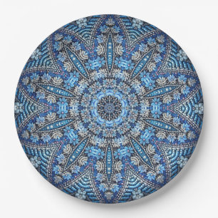 Blue Decorative Christmas Holiday Paper Plate
