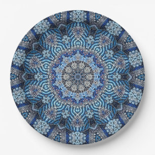 Blue Decorative Christmas Holiday Paper Plate