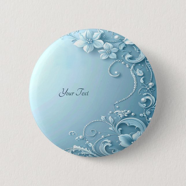Blue Decorative Floral Button (Front)