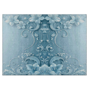 Blue Decorative Floral Cutting Board