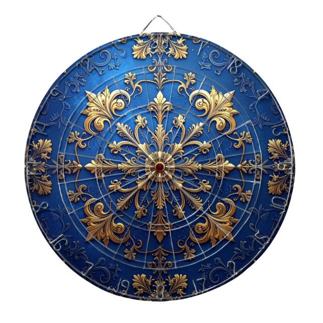 Blue Decorative Floral Dartboard (Front)
