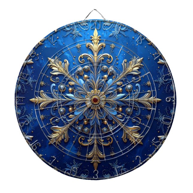 Blue Decorative Floral Dartboard (Front)
