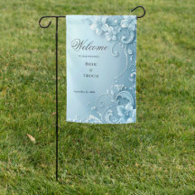 Blue Decorative Floral Garden Flag