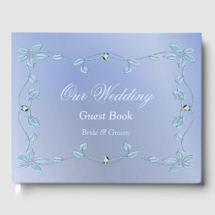 Blue Decorative Floral Guest Book