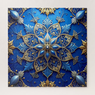 Blue Decorative Floral Jigsaw Puzzle