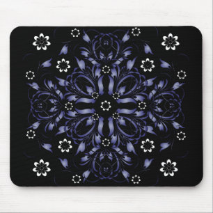 blue decorative floral pattern mouse pad