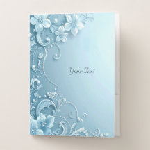Blue Decorative Floral Pocket Folder