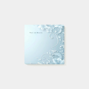 Blue Decorative Floral Post it Notes