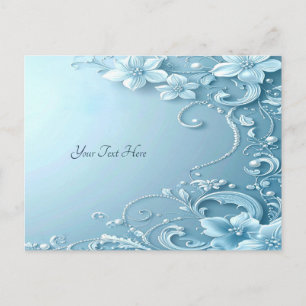 Blue Decorative Floral Postcard