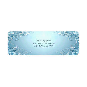 Blue Decorative Floral Return Address Label