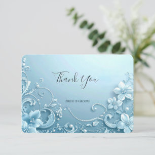 Blue Decorative Floral Thank You Card