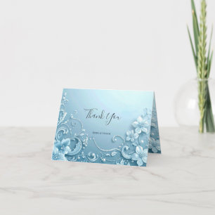 Blue Decorative Floral Thank You Card