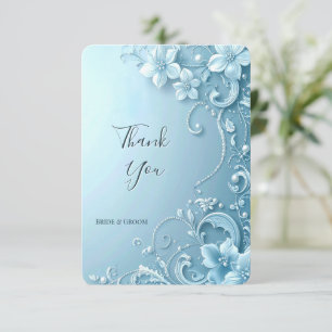 Blue Decorative Floral Thank You Card