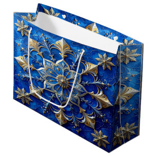 Blue Decorative Holiday Gift Bag
