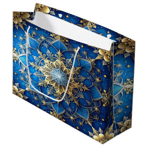 Blue Decorative Holiday Gift Bag