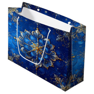 Blue Decorative Holiday Gift Bag