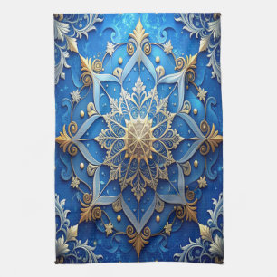 Blue Decorative Holiday Kitchen Towel