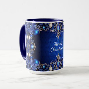 Blue Decorative Holiday Mug