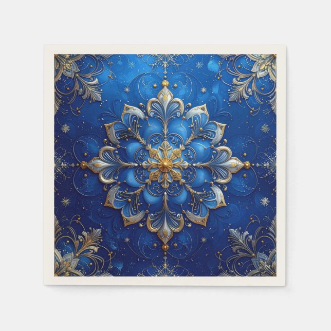 Blue Decorative Holiday Napkin (Front)