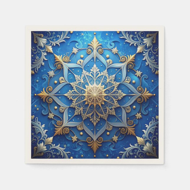 Blue Decorative Holiday Napkin (Front)