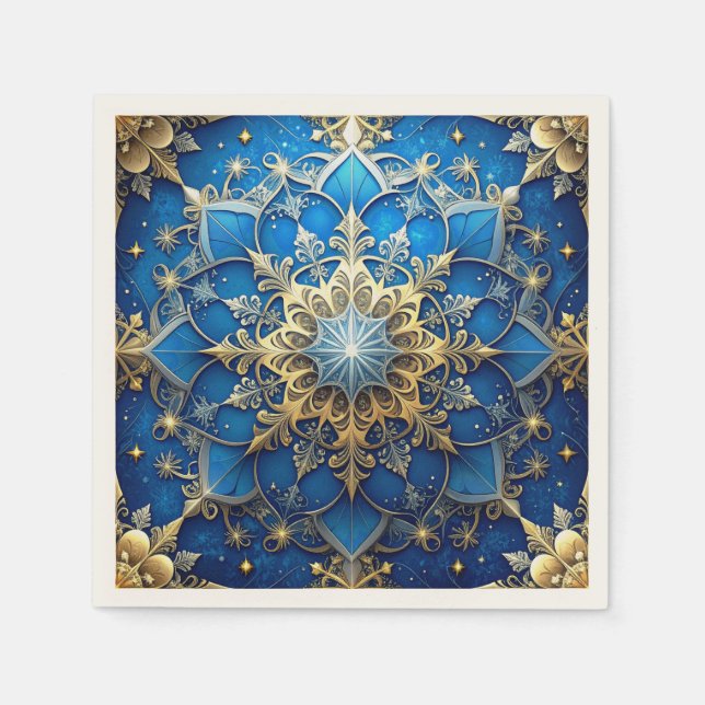 Blue Decorative Holiday Napkin (Front)