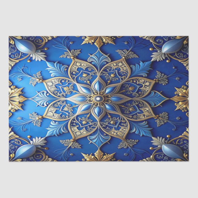Blue Decorative Holiday Tissue Paper (Front)