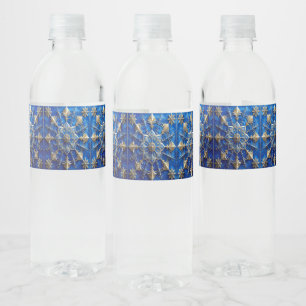 Blue Decorative Holiday Water Bottle Label