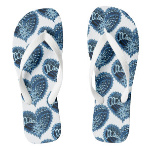 Blue Decorative Love Heart Jandals