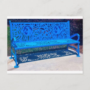 Blue Decorative Metal Bench Milledgeville Georgia Postcard