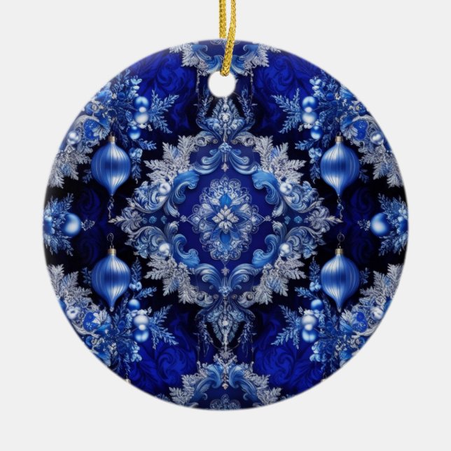 Blue Decorative Ornaments Holiday Ornament (Front)