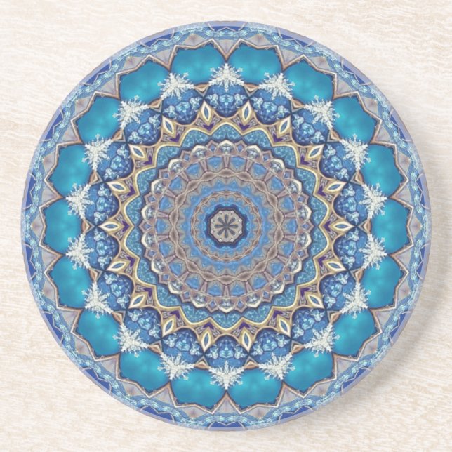 Blue Decorative Sandstone Coaster (Front)